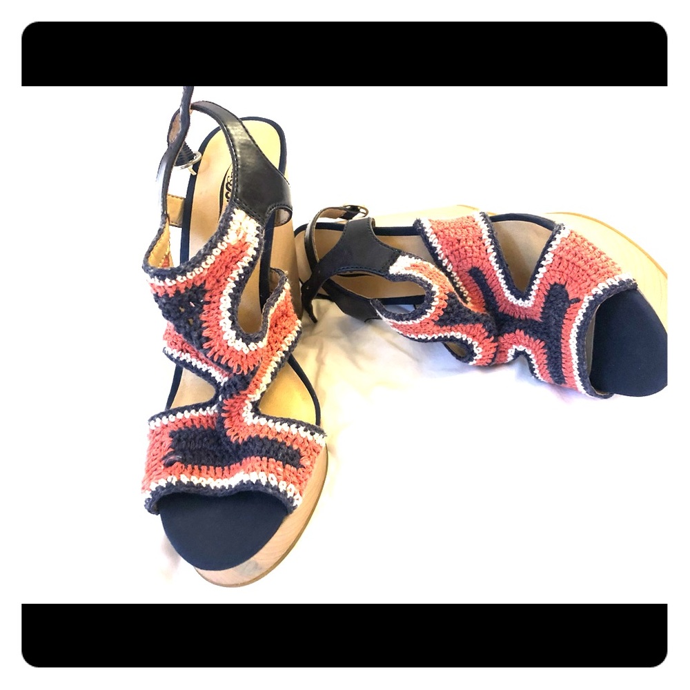 Lucky brand crocheted wedge sandals